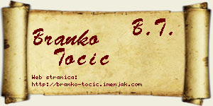 Branko Točić vizit kartica